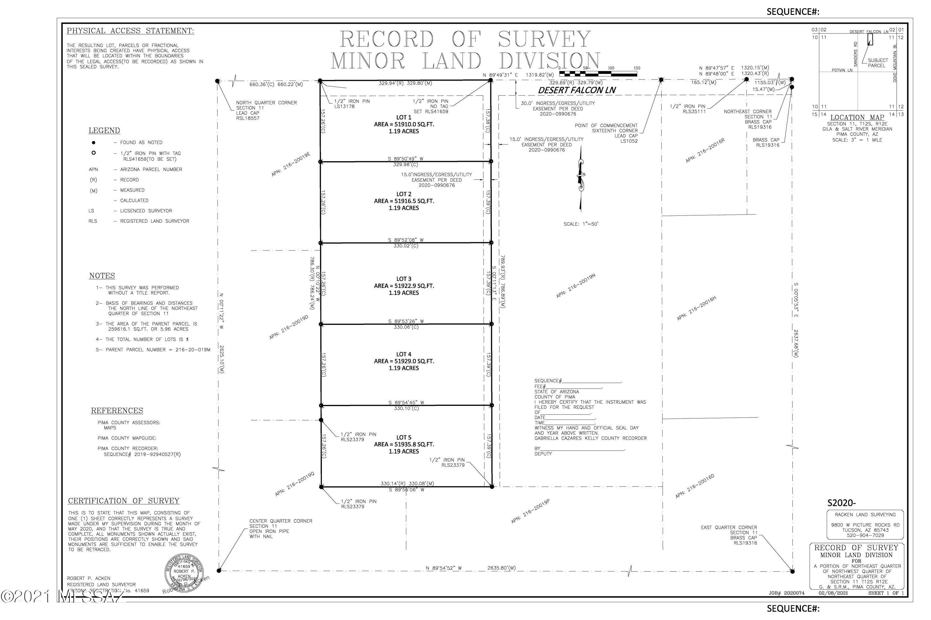 Property Photo:  Tbd3 W Desert Falcon Lane Lot 3  AZ 85742 