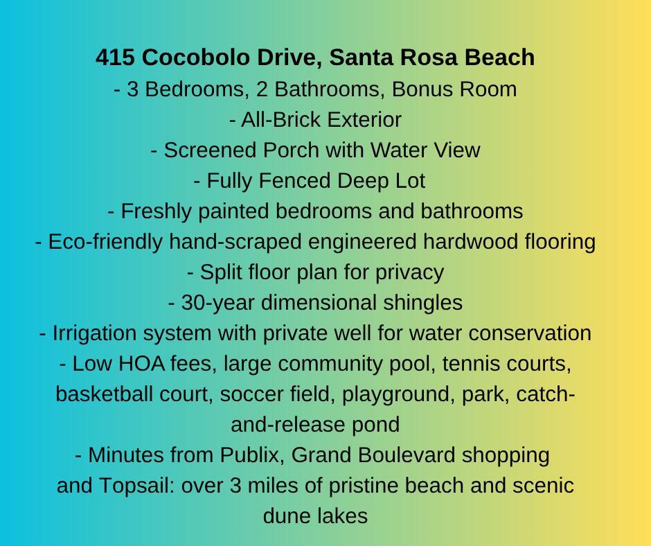 Property Photo:  415 Cocobolo Drive  FL 32459 