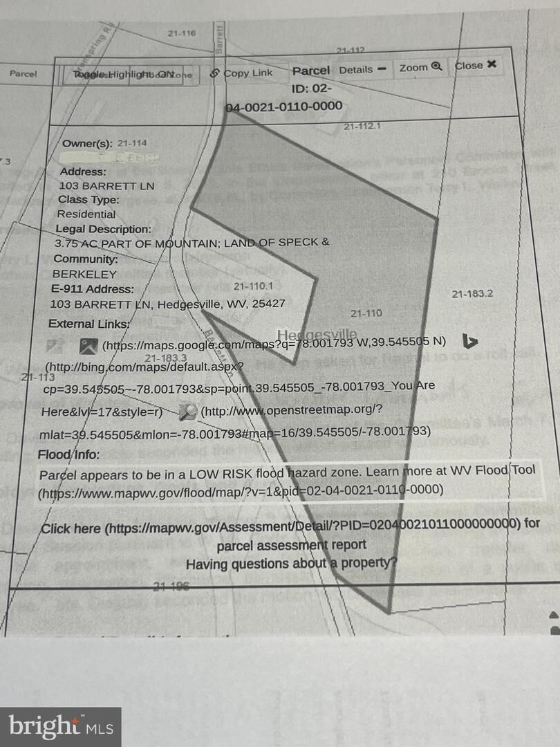Property Photo:  103 Barrett Lane  WV 25427 