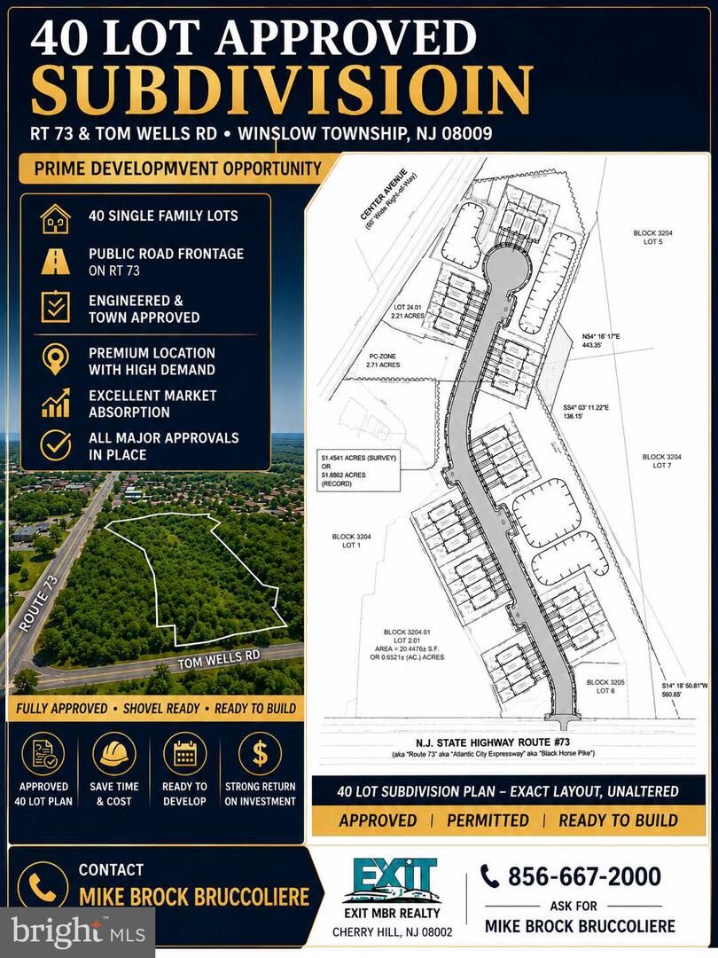 Property Photo:  Block 3204 Lots 2&4 Rt 73 And Tom Wells Road E  NJ 08009 