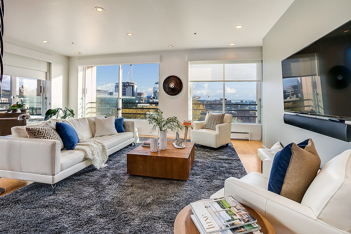 Property Photo: Living room 100 1st Ave S 18 WA 98104