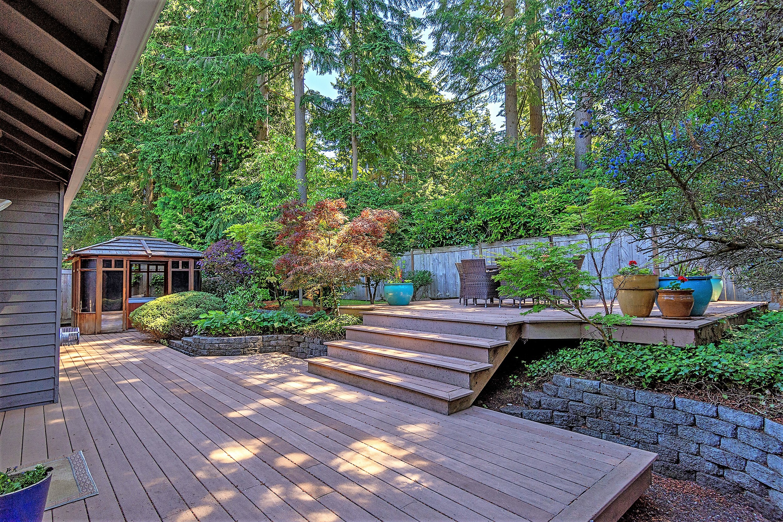 Property Photo: Backyard & Deck 645 NW 180th St  WA 98177 